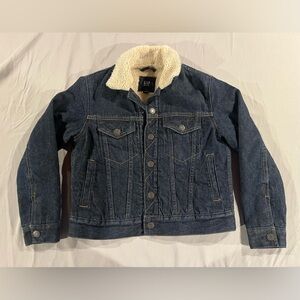 GAP kids Medium denim sherpa lined jacket